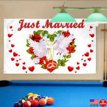 Fyon Flag Just Married with Hearts Flag Indoor and outdoor banner