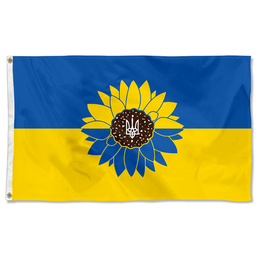 Fyon Flower of Ukraine Flag White Indoor and outdoor banner 40108
