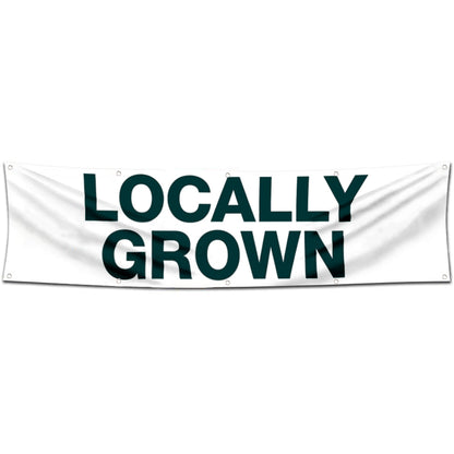 Fyon Food Garage Shop Decor Banner Works for Locally Grown Flag 2x8 Feet
