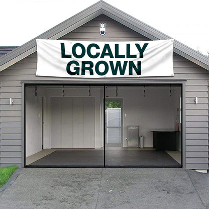 Fyon Food Garage Shop Decor Banner Works for Locally Grown Flag 2x8 Feet