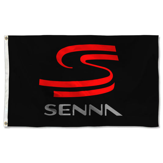 Fyon Formula One Ayrton Senna autograph Logo Flag-Black Flag Banner