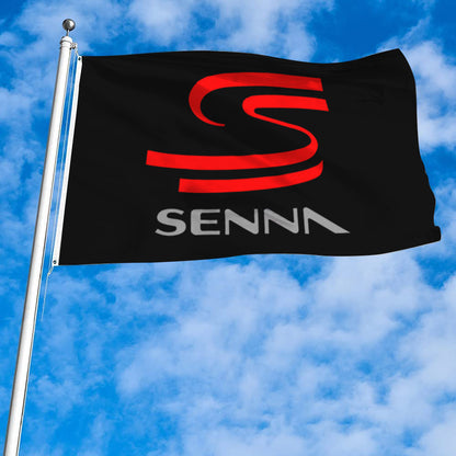 Fyon Formula One Ayrton Senna autograph Logo Flag-Black Flag Banner