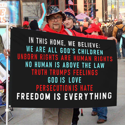 Fyon Freedom is Everything Family Love USA Flag Indoor and Outdoor Banner