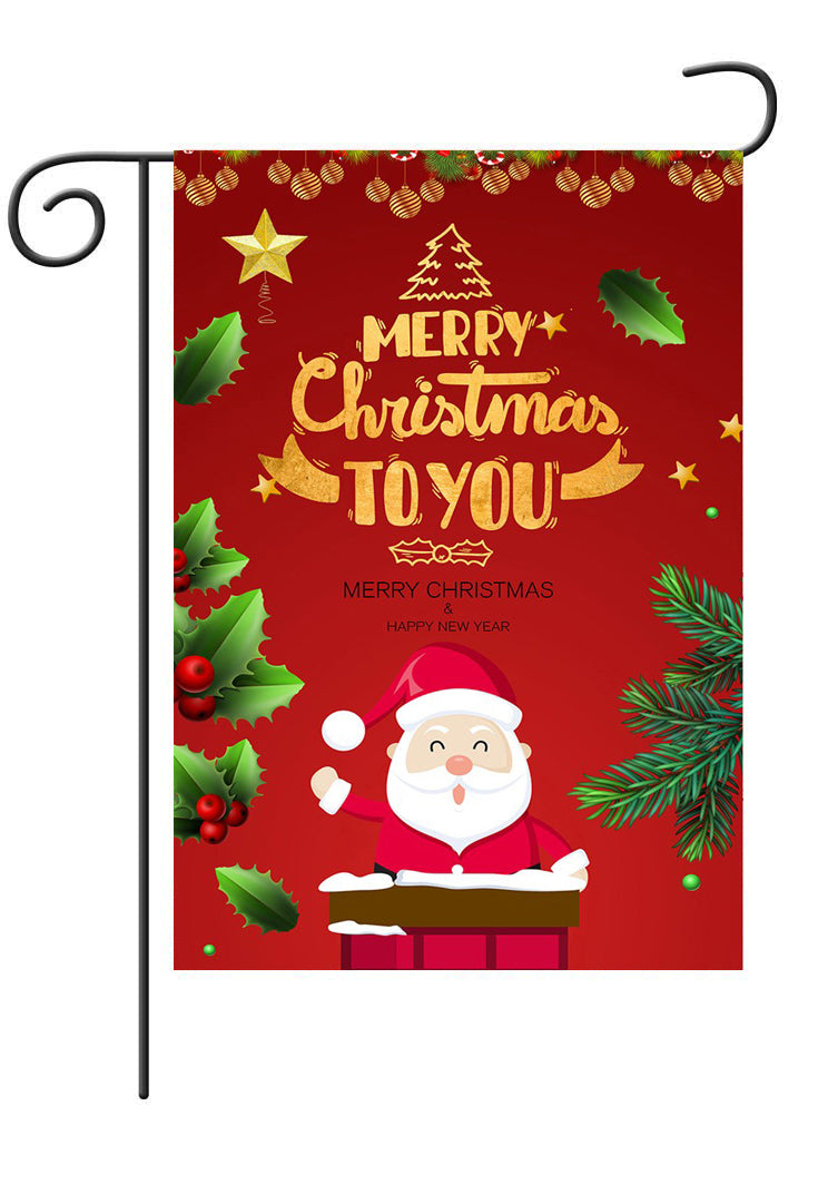 Fyon Merry Christmas Santa Claus Decorative Double Sided Vertical House Garden Flag 12.5x18inch--GF102201