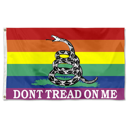 Fyon Gadsden Don't Tread On Me Gay Pride With Rainbow LGBT Flag Indoor and Outdoor Banner