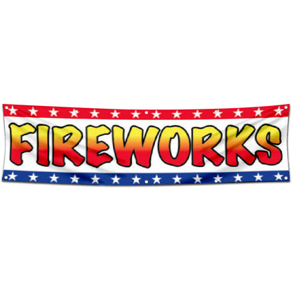 Fyon Garage shop Decor Banner Work for FIREWORKS Flag 2x8 Feet