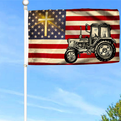 Fyon God Blessed Farm Tractor Flag 41515 Indoor and outdoor banner