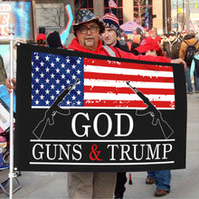 Fyon God Guns & Trump Flag Black  Indoor and Outdoor Banner