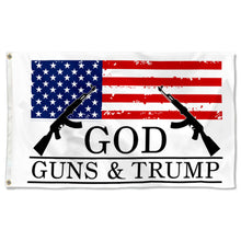 Fyon God Guns & Trump Flag White Indoor and Outdoor Banner