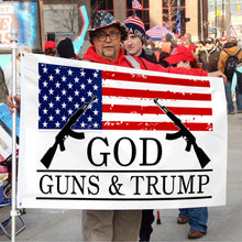 Fyon God Guns & Trump Flag White Indoor and Outdoor Banner