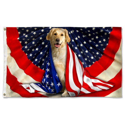 Fyon Golden Retriever Patriotic Dog Bunting American Flag 41421 Indoor and outdoor banner