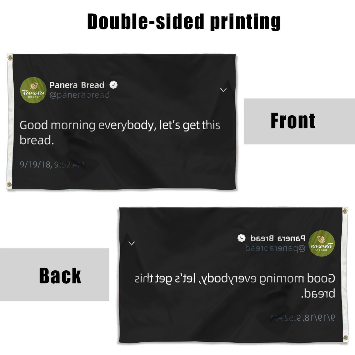 Fyon Good morning everybody let's get this bread Panera Bread Tweet flag Indoor and outdoor banner