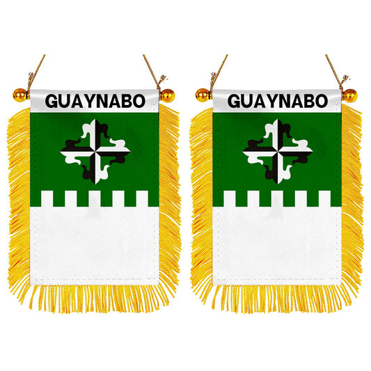 Guaynabo, Puerto Rico Flag Mini Car Rearview Mirror Flag Banner - 2PC