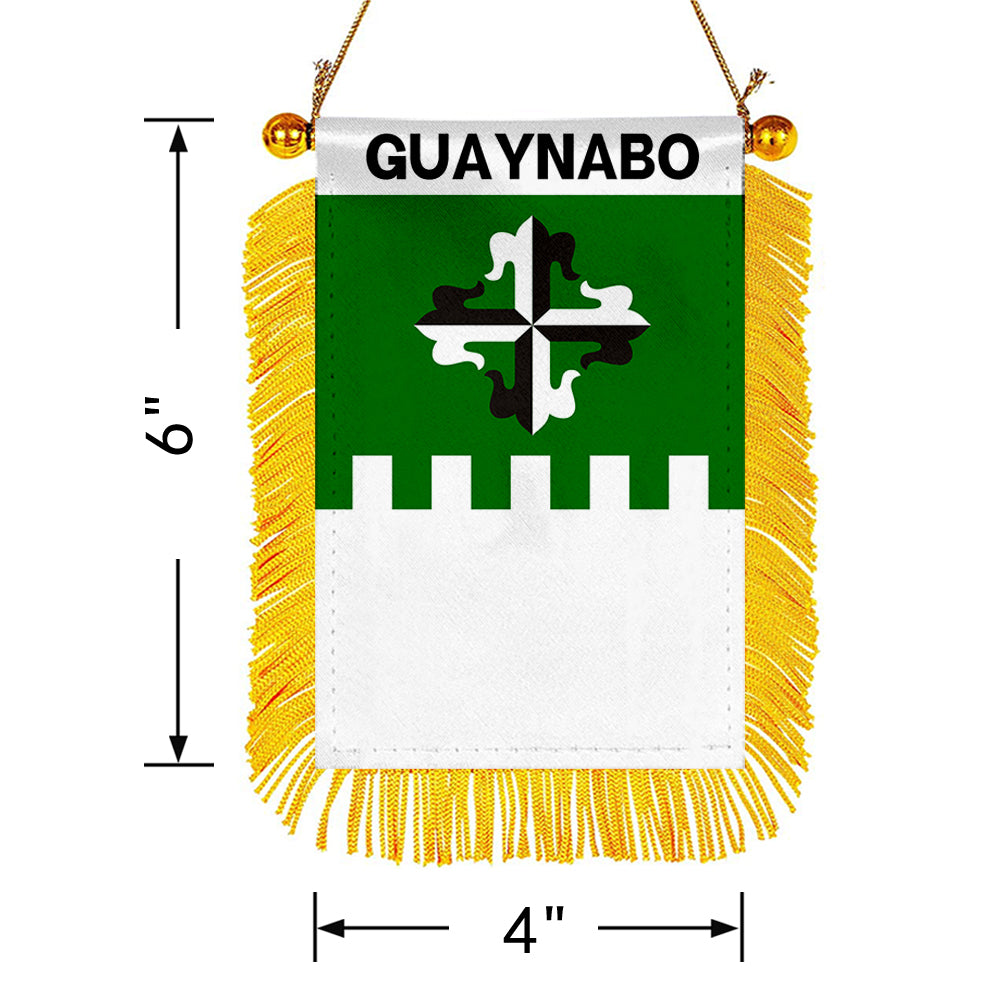 Guaynabo, Puerto Rico Flag Mini Car Rearview Mirror Flag Banner - 2PC