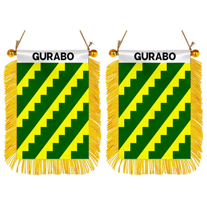 Gurabo, Puerto Rico Flag Mini Car Rearview Mirror Flag Banner - 2PC