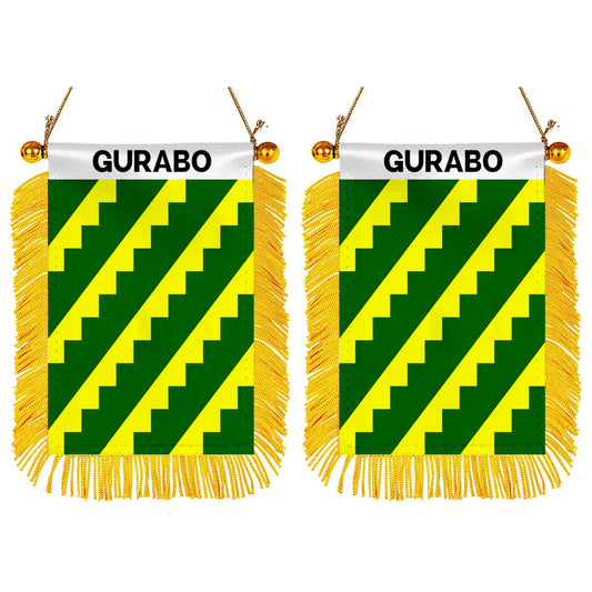 Gurabo, Puerto Rico Flag Mini Car Rearview Mirror Flag Banner - 2PC