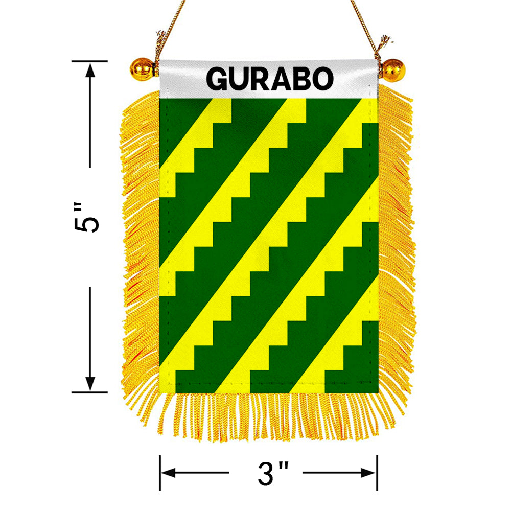 Gurabo, Puerto Rico Flag Mini Car Rearview Mirror Flag Banner - 2PC