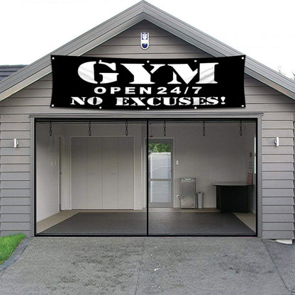 Fyon Gym Open Garage Shop Decor Banner Work for GYM Flag 2x8 Feet