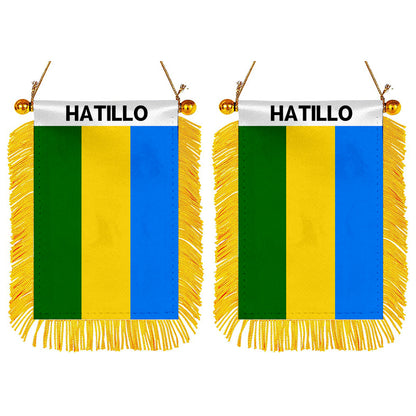 Hatillo, Puerto Rico Flag Mini Car Rearview Mirror Flag Banner - 2PC