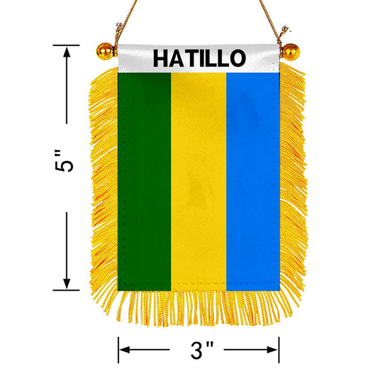 Hatillo, Puerto Rico Flag Mini Car Rearview Mirror Flag Banner - 2PC