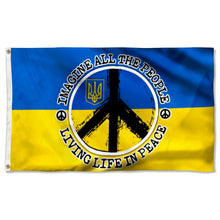 Fyon Hippie. Imagine All The People Living Life In Peace Ukraine Flag 41576  Indoor and Outdoor Banner