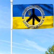 Fyon Hippie. Imagine All The People Living Life In Peace Ukraine Flag 41576  Indoor and Outdoor Banner