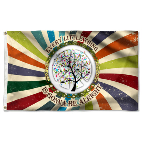 Fyon Hippie Every Little Thing Is Gonna Be Alright Flag 41573  Indoor and Outdoor Banner