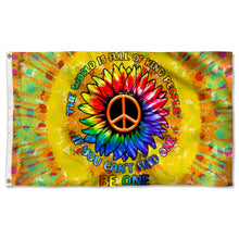 Fyon Hippie The World Is Full Of Kind People, Be One Flower Flag 41570   Indoor and Outdoor Banner