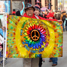 Fyon Hippie The World Is Full Of Kind People, Be One Flower Flag 41570   Indoor and Outdoor Banner