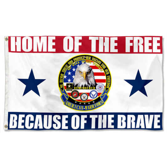Fyon Home of The Free Because of The Brave American Warriors Flag   Indoor and outdoor banner