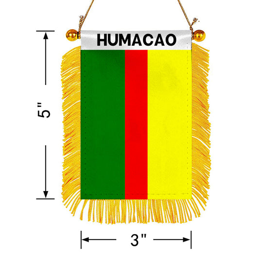 Humacao, Puerto Rico Flag  Mini Car Rearview Mirror Flag Banner - 2PC