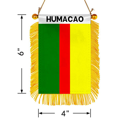 Humacao, Puerto Rico Flag  Mini Car Rearview Mirror Flag Banner - 2PC