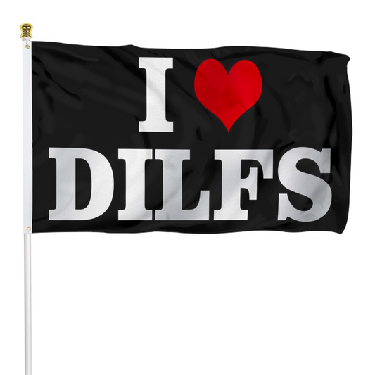 Fyon I Heart Dilfs Flag Indoor and outdoor banner Black