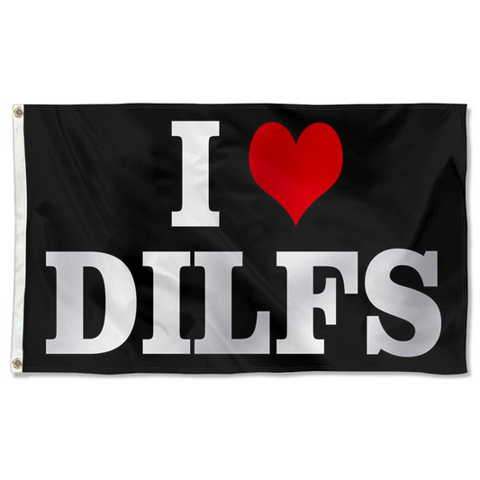 Fyon I Heart Dilfs Flag Indoor and outdoor banner Black