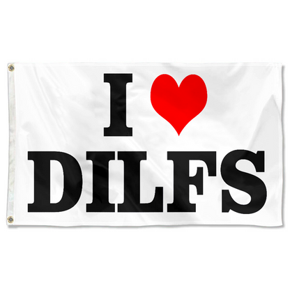 Fyon I Heart Dilfs Flag Indoor and outdoor banner White