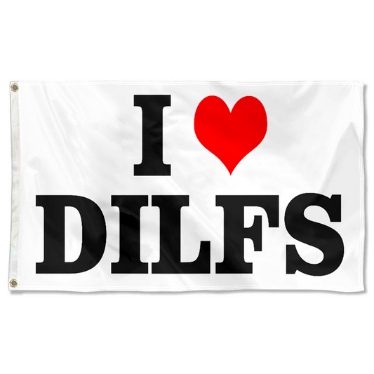 Fyon I Heart Dilfs Flag Indoor and outdoor banner White