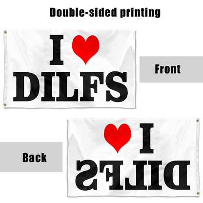 Fyon I Heart Dilfs Flag Indoor and outdoor banner White