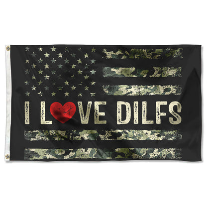 Fyon I Love DILFS Flag I heart DILFs Fisherman American Indoor and outdoor banner