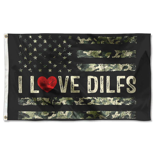 Fyon I Love DILFS Flag I heart DILFs Fisherman American Indoor and outdoor banner