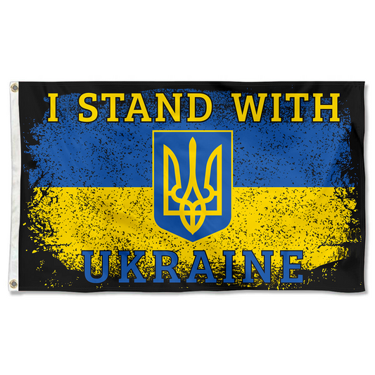 Fyon I Stand With Ukraine Flag White Indoor and outdoor banner 40106