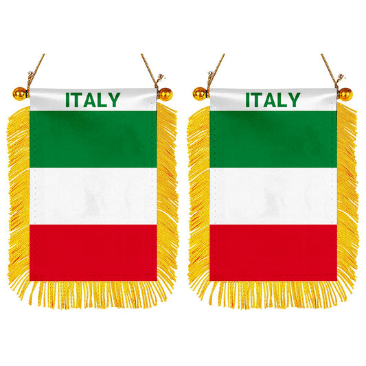 Italy Mini Car Rearview Mirror Flag Banner - 2PC