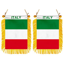 Italy Mini Car Rearview Mirror Flag Banner - 2PC