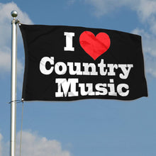 Fyon I love Country Music Flag Black Indoor and outdoor banner