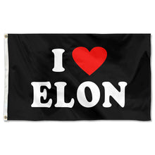 Fyon I love Elon Musk Flag Black Indoor and Outdoor Banner