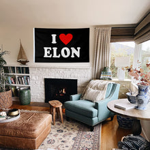 Fyon I love Elon Musk Flag Black Indoor and Outdoor Banner