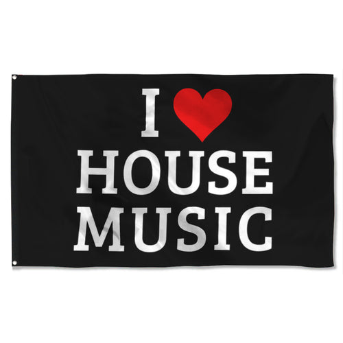 Fyon I love House Music Flag Indoor and outdoor banner