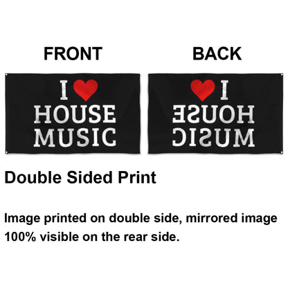 Fyon I love House Music Flag Indoor and outdoor banner