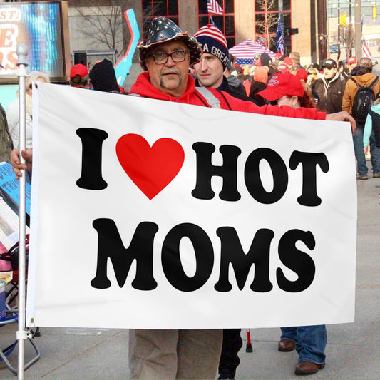 Fyon I love hot MOMS Flag  Indoor and Outdoor Banner