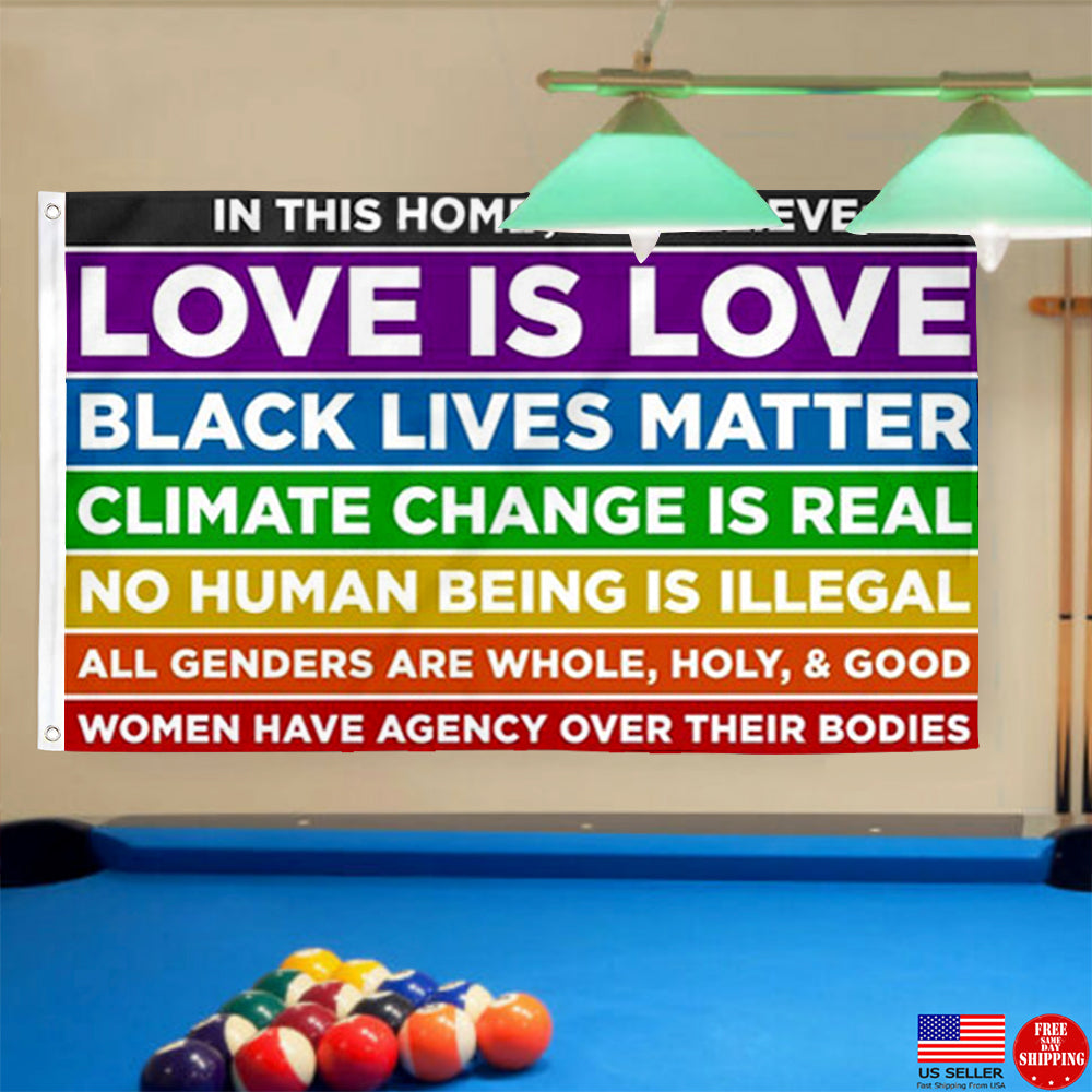 Fyon In This Home We Believe Flag Indoor and Outdoor Banner