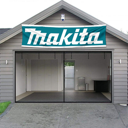 Fyon Industrial Power Tools Garage Shop Decor Banner Works for Makita Flag Green 2x8 Feet